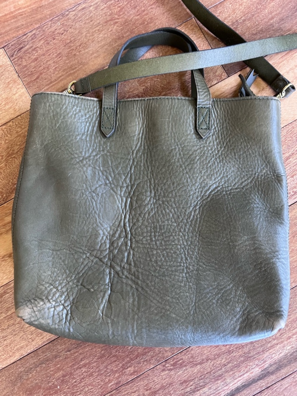 Madewell transport tote green leather purse bag